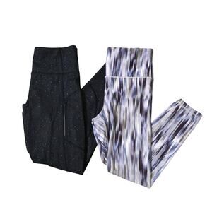 Athleta Rainier Reflective Tight & Elation 7/8 Pastel Striped Tight Lot M